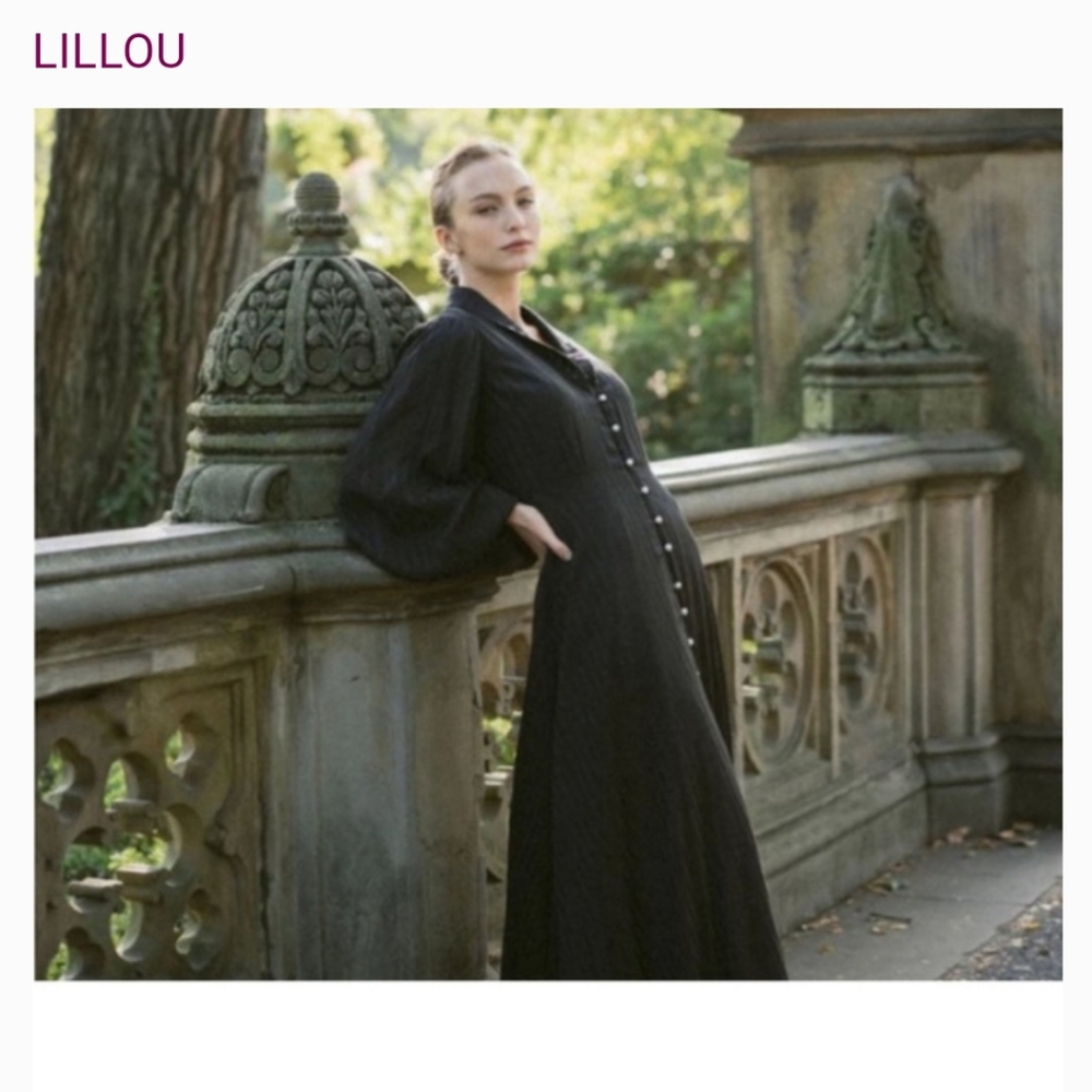 Lillou Manhattan Maxi Dress Black Stripe Size Small